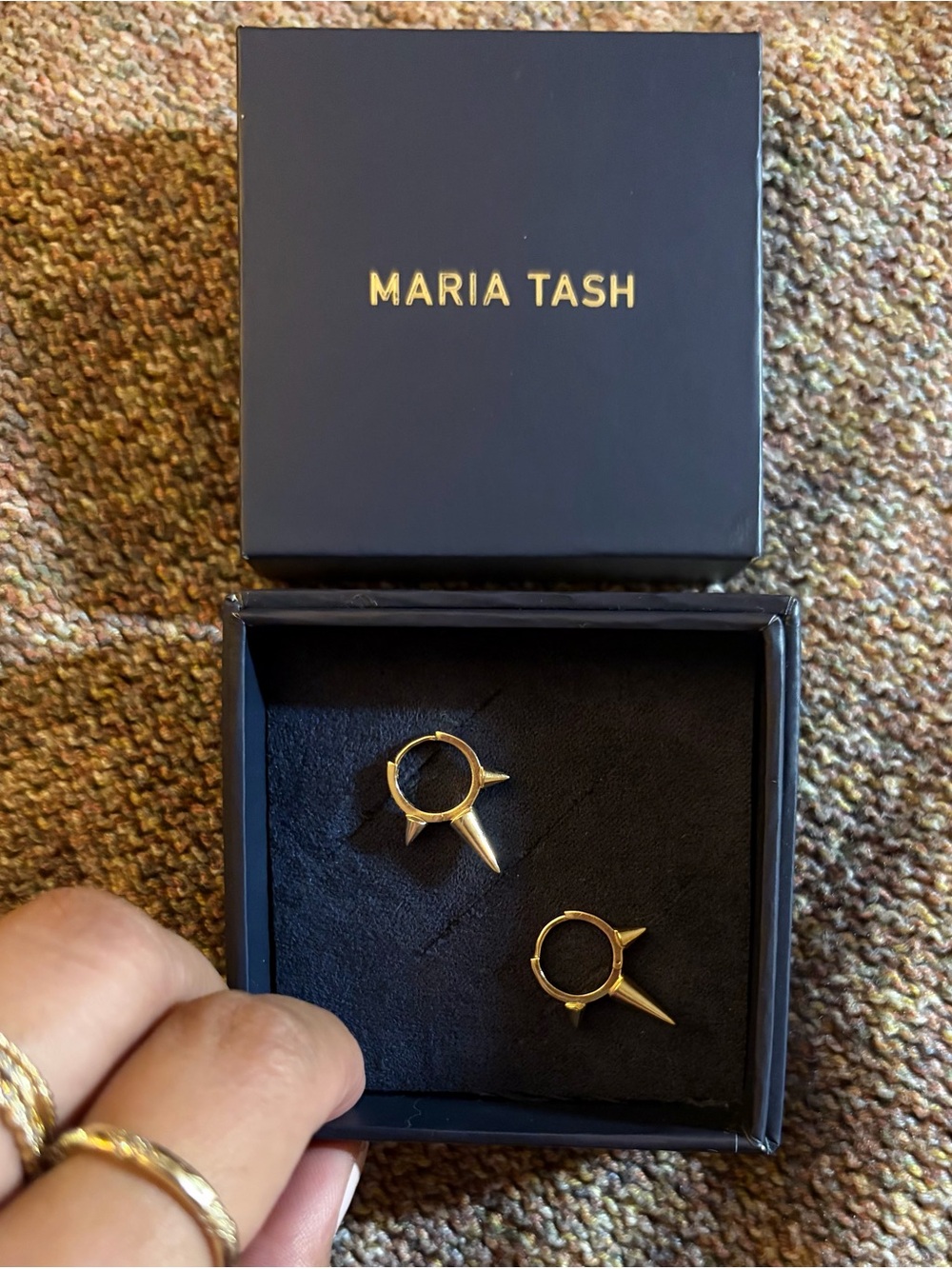 Maria Tash Triple Long Spike Hoops [PAIR] 14k YG 9.5mm *Discontinued*